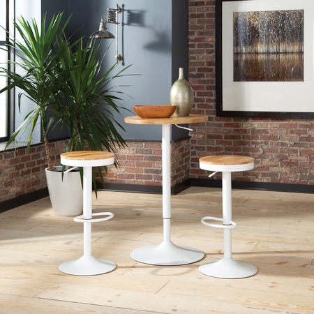 Ofm Adjustable White Metal Stool with Natural Wood 161-2332-WHT-NT